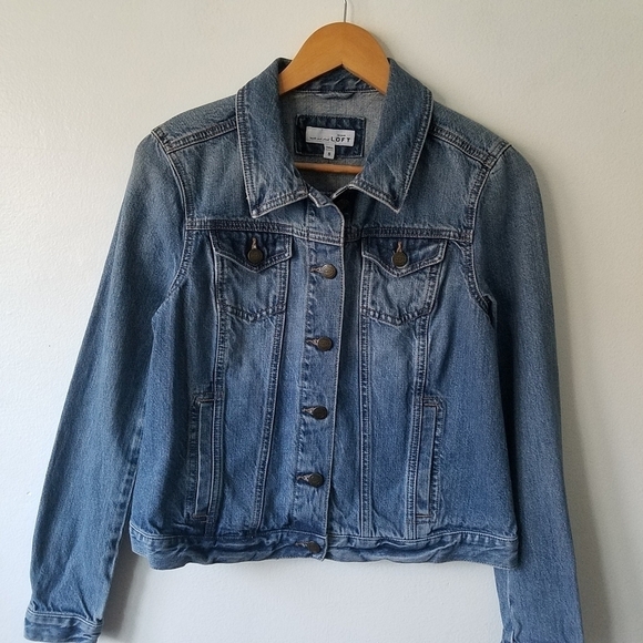 Loft Denim Blue Button Longsleeve Jacket Cotton Size Small - Picture 4 of 10